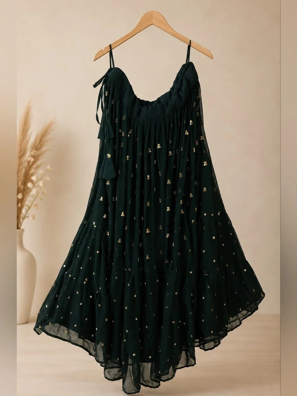None green embroidered